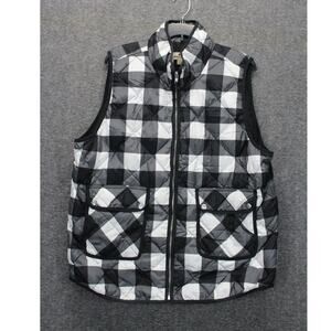 Woolrich Vest Women XXL Black White Duck Down Buffalo Plaid Check Puffer Vest